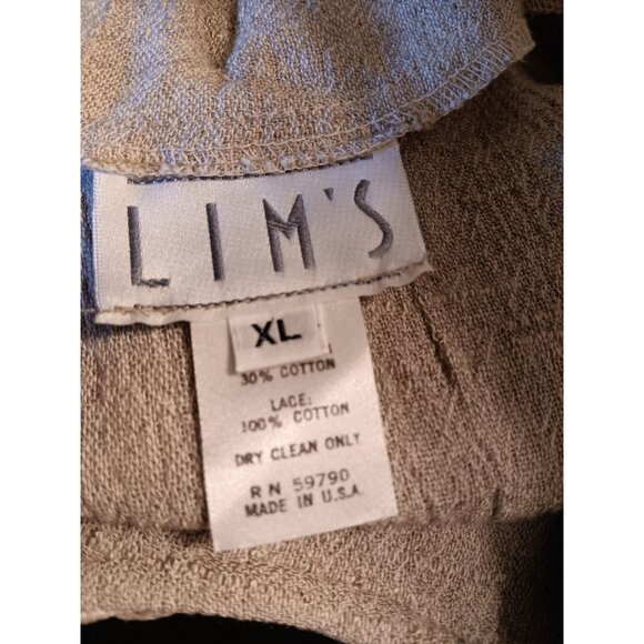 Vintage Lim's 2 Piece XL Shirt and Skirt Set, Beige Crochet Lagenlook Doily Boho - Picture 5 of 6